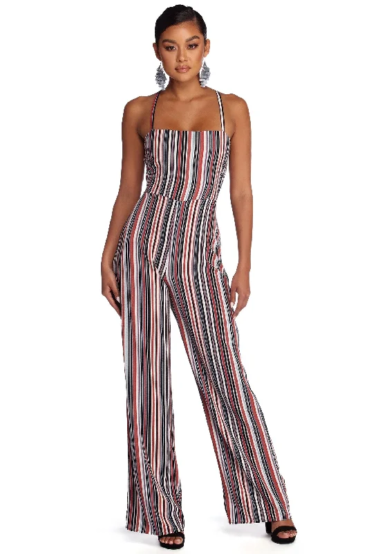 Quick Sale Keep It Striped Jumpsuit