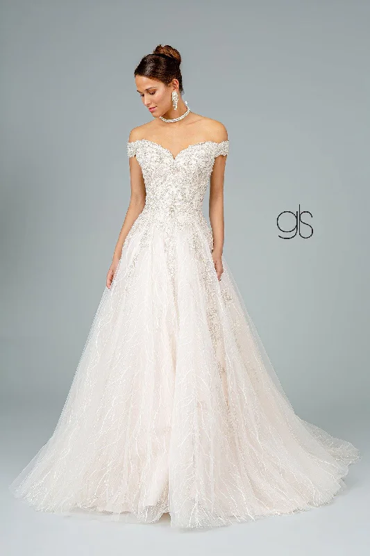 Online Exclusive Multi-Layered Embroidered Long Wedding Gown