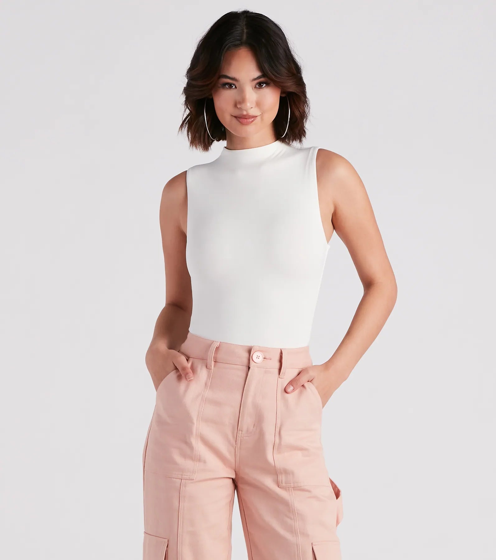 Holiday Sale Smooth Silhouette Mock Neck Bodysuit