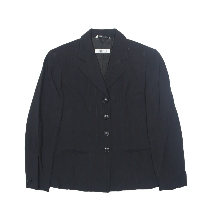 Best Seller MARELLA Blazer Jacket Black Wool 90s Striped Womens UK 8
