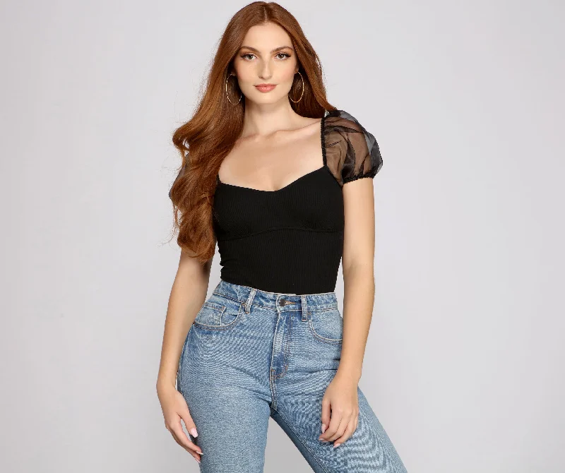 Reduced Prices Add Some Flair Puff Sleeve Bodysuit