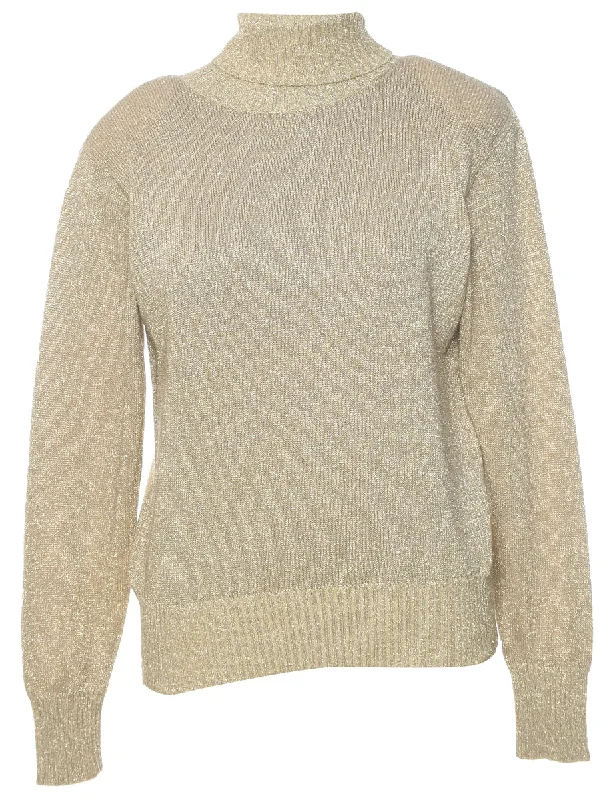Act Fast Lurex Thread Pattern Turtleneck Jumper - S