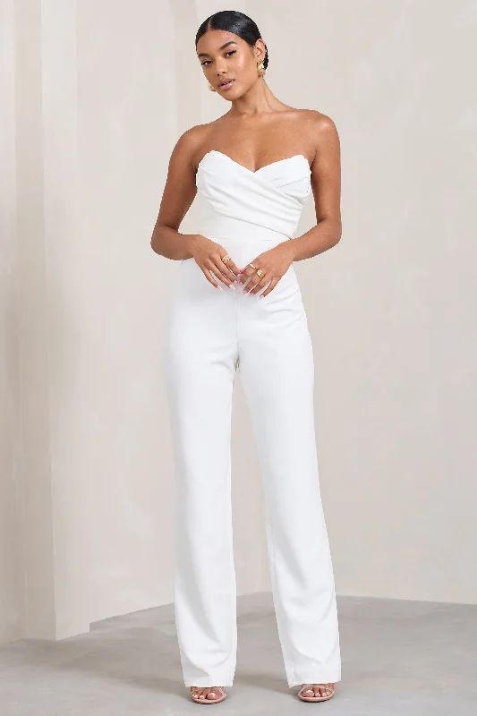 Today’s Special Bellezza | White Bandeau Corset Wide Leg Jumpsuit