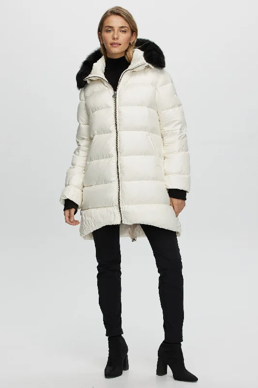 Don't Wait APRES-SKI JACKET WITH DETACHABLE TOSCANA SHEARLING LAMB HOOD TRIM