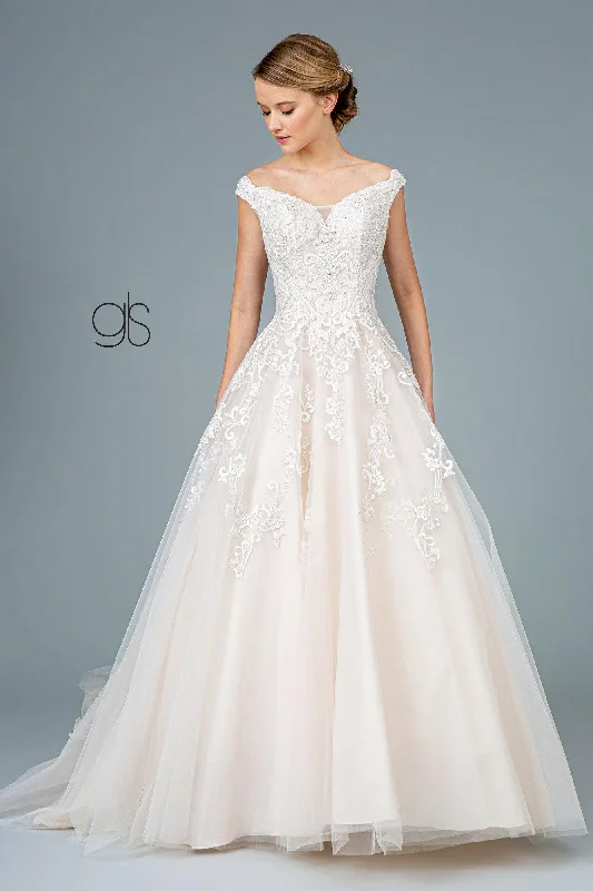 Super Bargain Off Shoulder Long A Line Wedding Gown