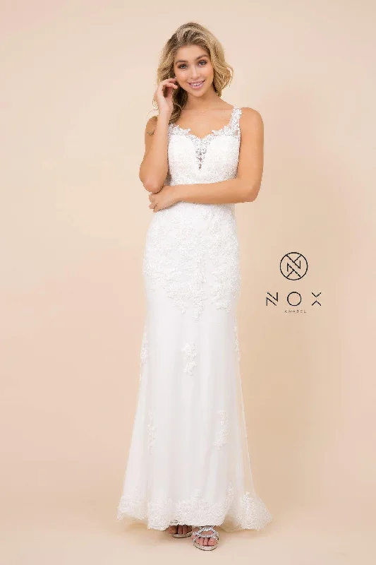 Great Bargains Fitted Long Lace Applique Wedding Dress Formal