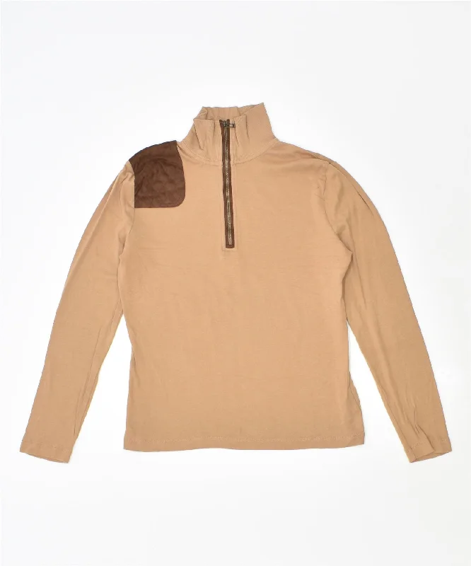 Great Deals casual hoodieCHAPS Womens Zip Neck Jumper Sweater UK 8 Small Brown Cotton