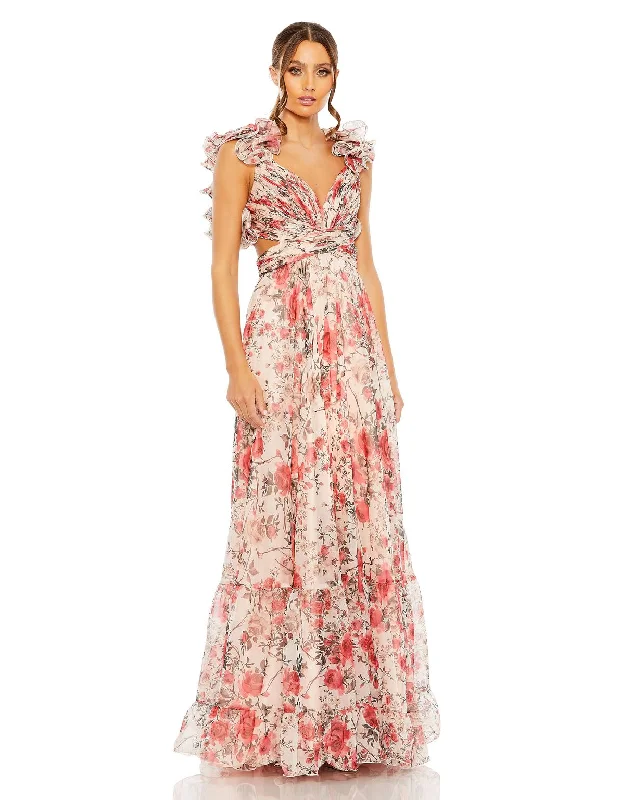 Overstock Mac Duggal 68518 Long Floral Evening Formal Prom Dress