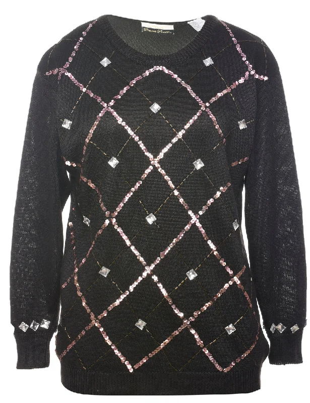 Friends and Family Sale Sequined Black Jumper - M