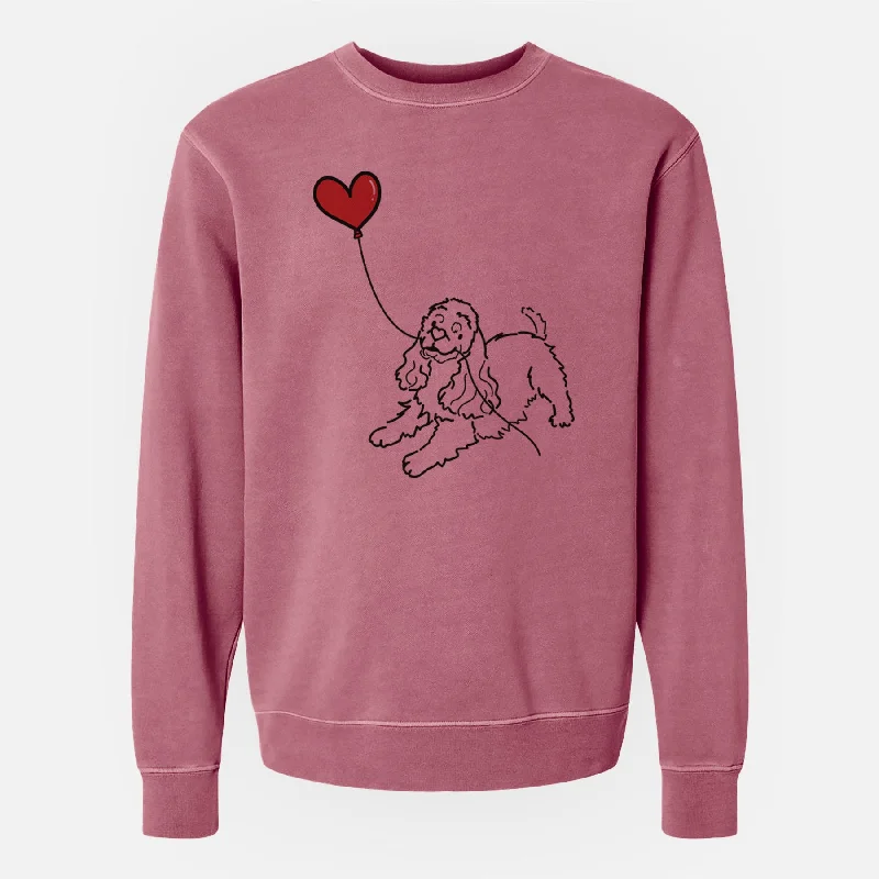 Bonus Savings stylish sports hoodieCocker Spaniel Heart String - Unisex Pigment Dyed Crew Sweatshirt