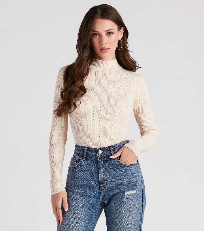Sale Event Coffee First Cable Knit Bodysuit