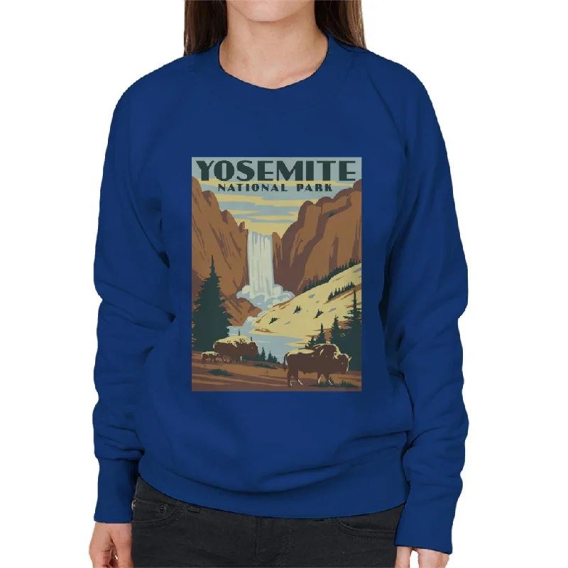 Price Drop fashionable fitness sweatshirtUS National Parks Yosemite Waterfall Women's Sweatshirt