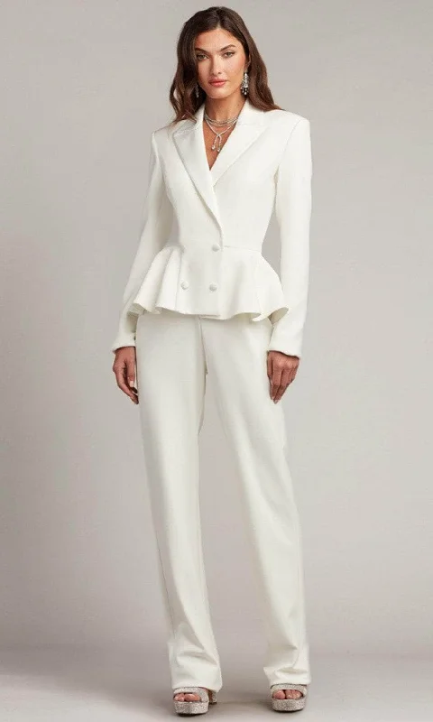 Discount Days Tadashi Shoji BOS23303YBR - Tuxedo Collar Jumpsuit