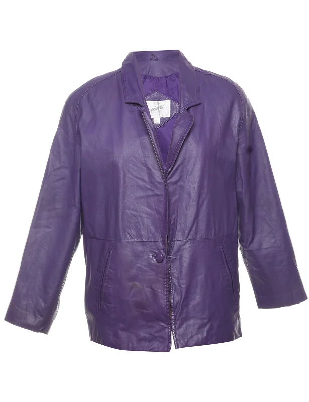 Savings Galore Purple Classic Leather Jacket - S