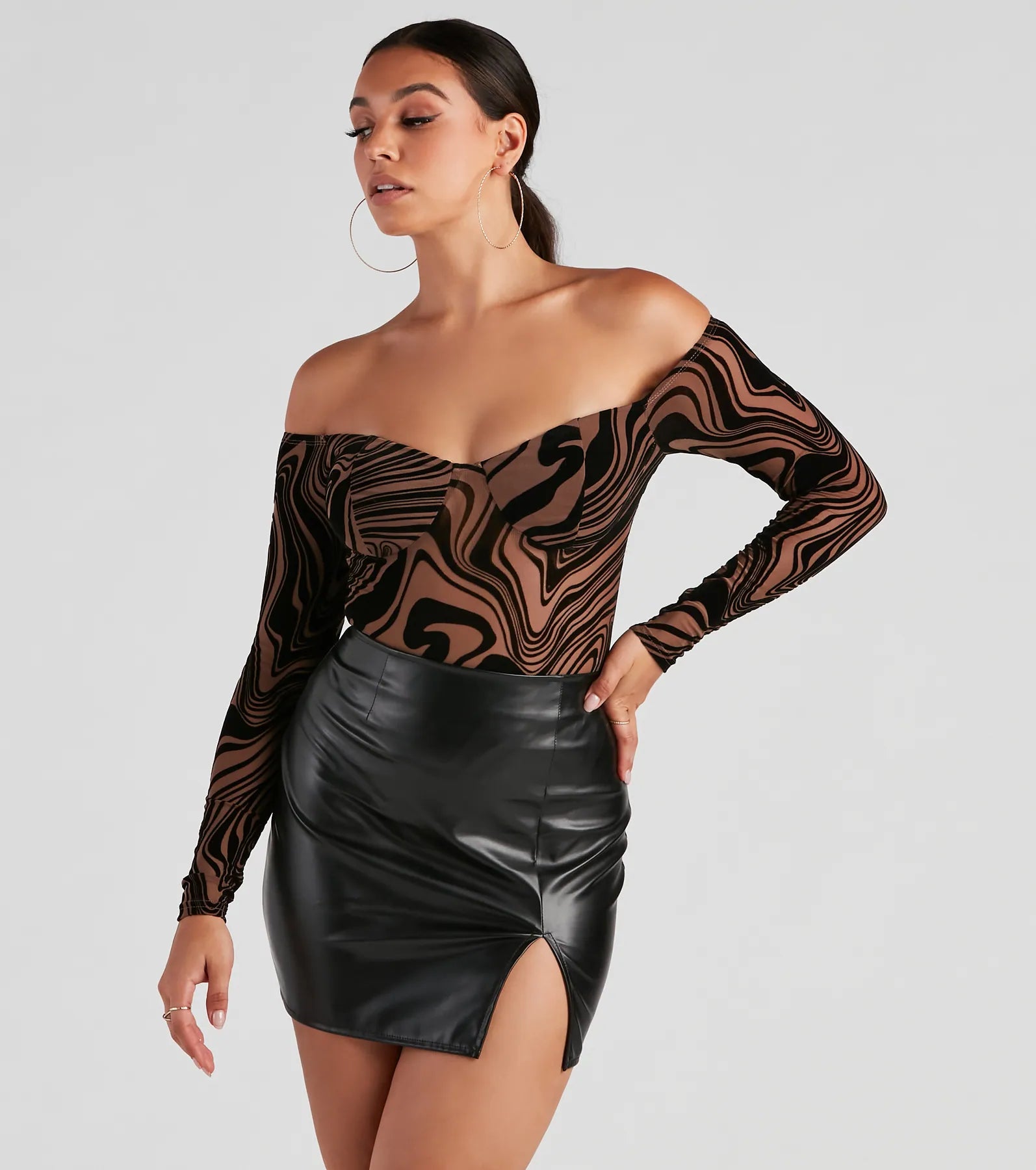 Year-End Sale So Trendy Marble Print Bodysuit