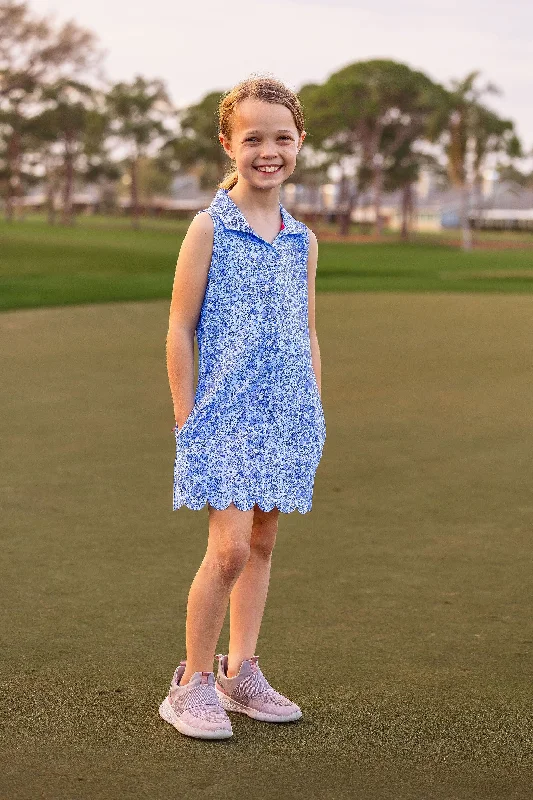 Clearance Items Girls Natalee Woven Golf & Tennis Shift Dress -Riviera Glacial Blue