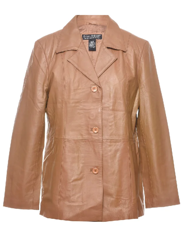 Quick Sale Tan Classic Leather Jacket - L