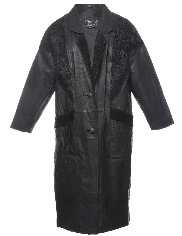 Special Price Single-Breasted Black 1980s Leather Jacket - M
