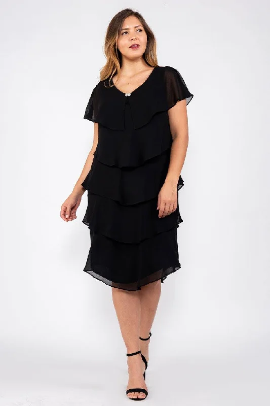 Flash Deals SL Fashions 617525 Short Plus Size Tiered Dress