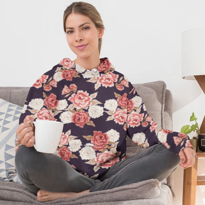 Price Blitz breathable workout hoodie65 MCMLXV Women's Romantic Roses Print Fleece Hoodie