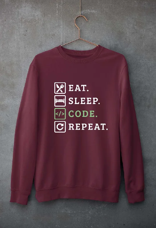 Must-Have Deals minimalistic workout hoodieEat Sleep Code Repeat Unisex Sweatshirt for Men/Women